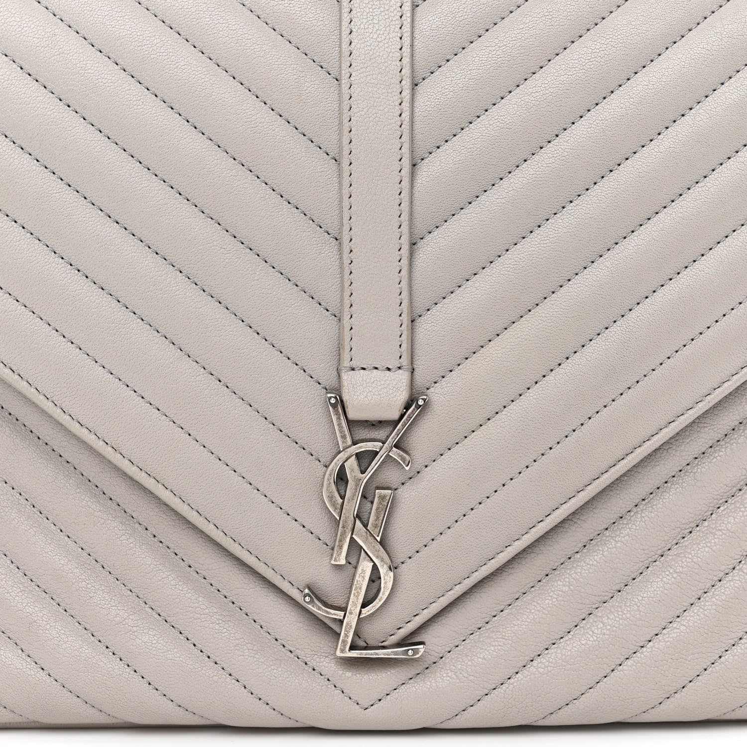 Saint Laurent Sheepskin Matelasse Large Monogram College Satchel Light Grey 9 of 12