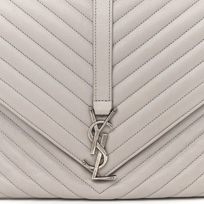 Saint Laurent Sheepskin Matelasse Large Monogram College Satchel Light Grey 9 of 12