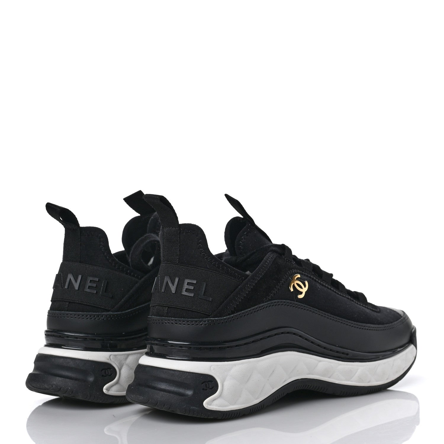 Chanel Velvet Calfskin Mixed Fibers CC Sneakers 37 Black 4 of 7