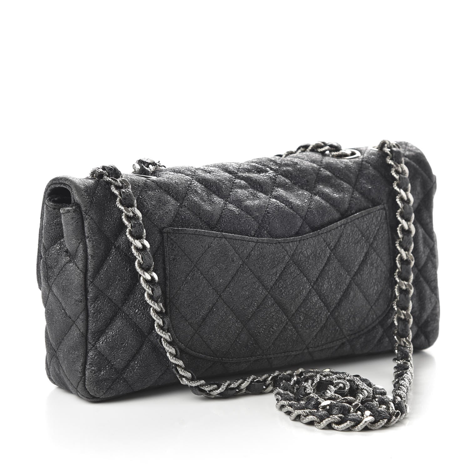 Chanel Crackled Calfskin Quilted East West Flap Black 3 of 10