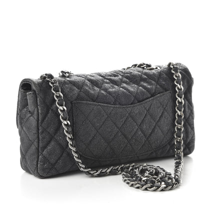 Chanel Crackled Calfskin Quilted East West Flap Black 3 of 10