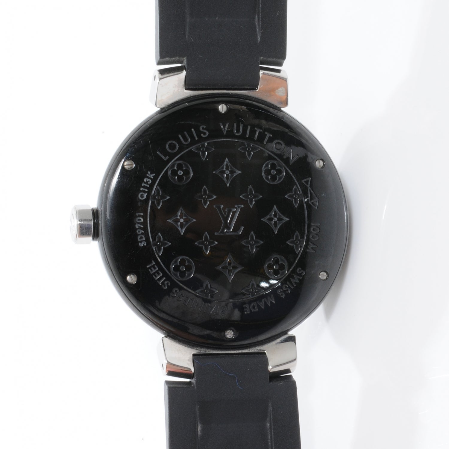 Louis Vuitton Stainless Steel Rubber 41mm Tambour GMT Automatic Watch Black 5 of 5