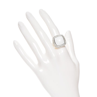 David Yurman Sterling Silver Diamond White Agate 14mm Albion Statement Ring 55 7.25 2 of 6