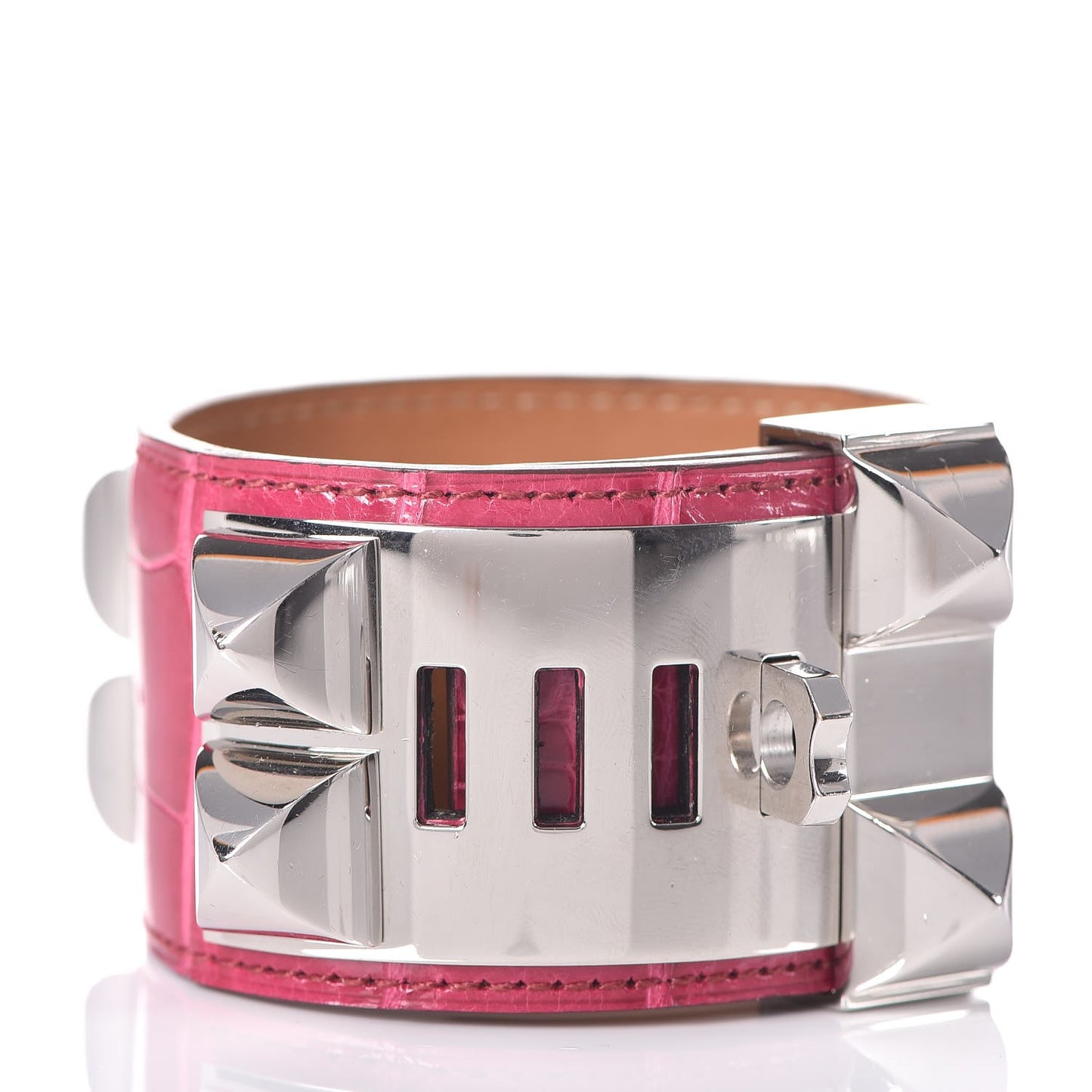 Shiny Alligator Collier De Chien CDC Bracelet S Fuchsia
