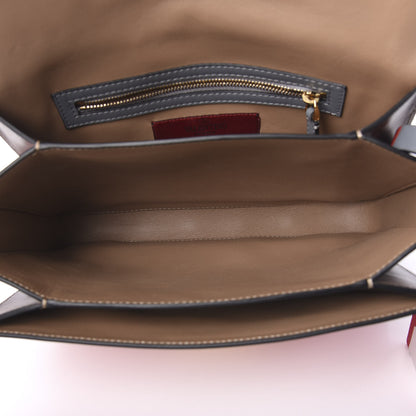 Valentino Garavani Calfskin Rivet Colorblock Shoulder Bag Grey Red 4 of 8