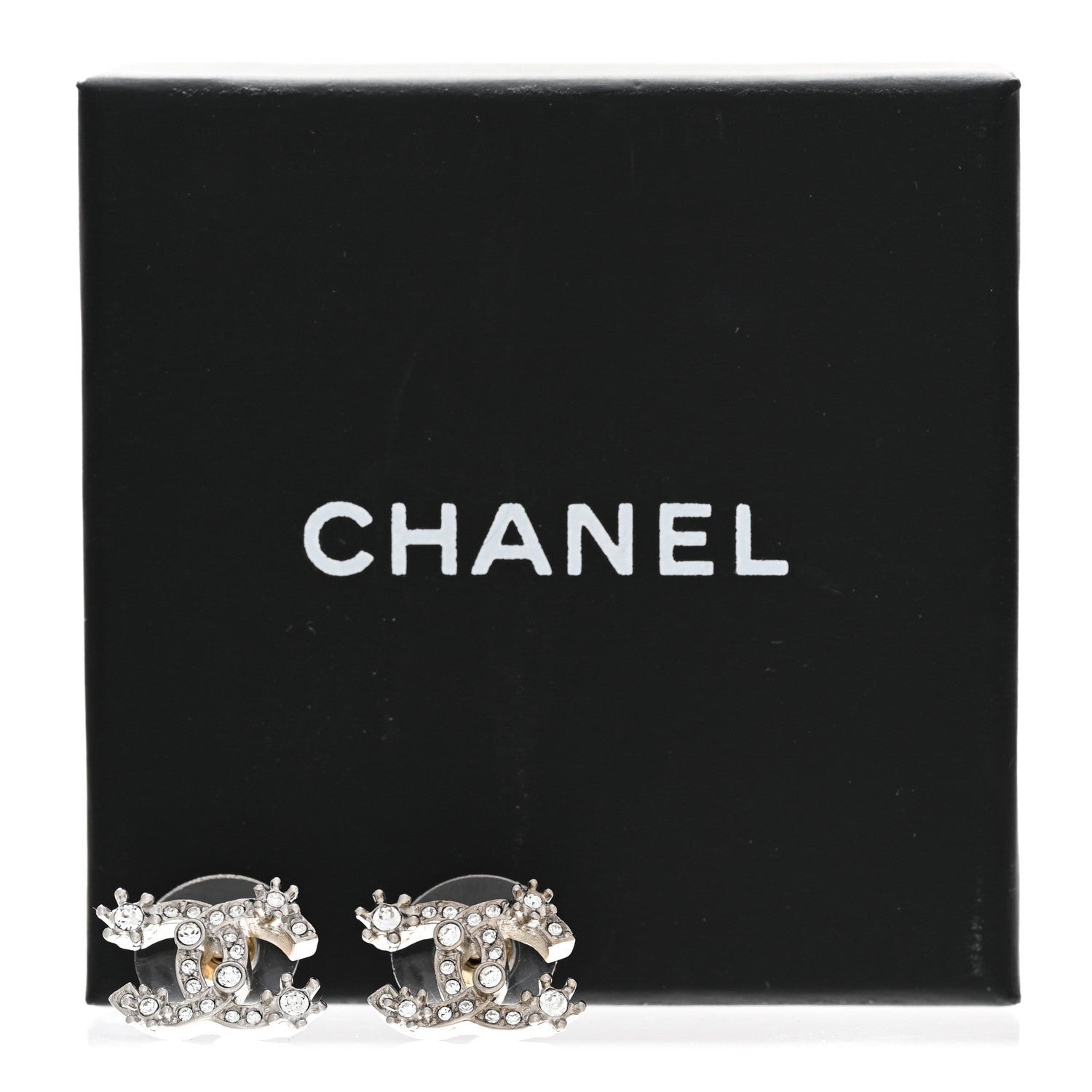 Chanel Crystal CC Star Earrings Silver 5 of 5