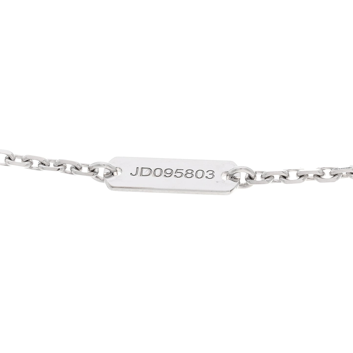 18K White Gold Chalcedony Vintage Alhambra Pendant Necklace