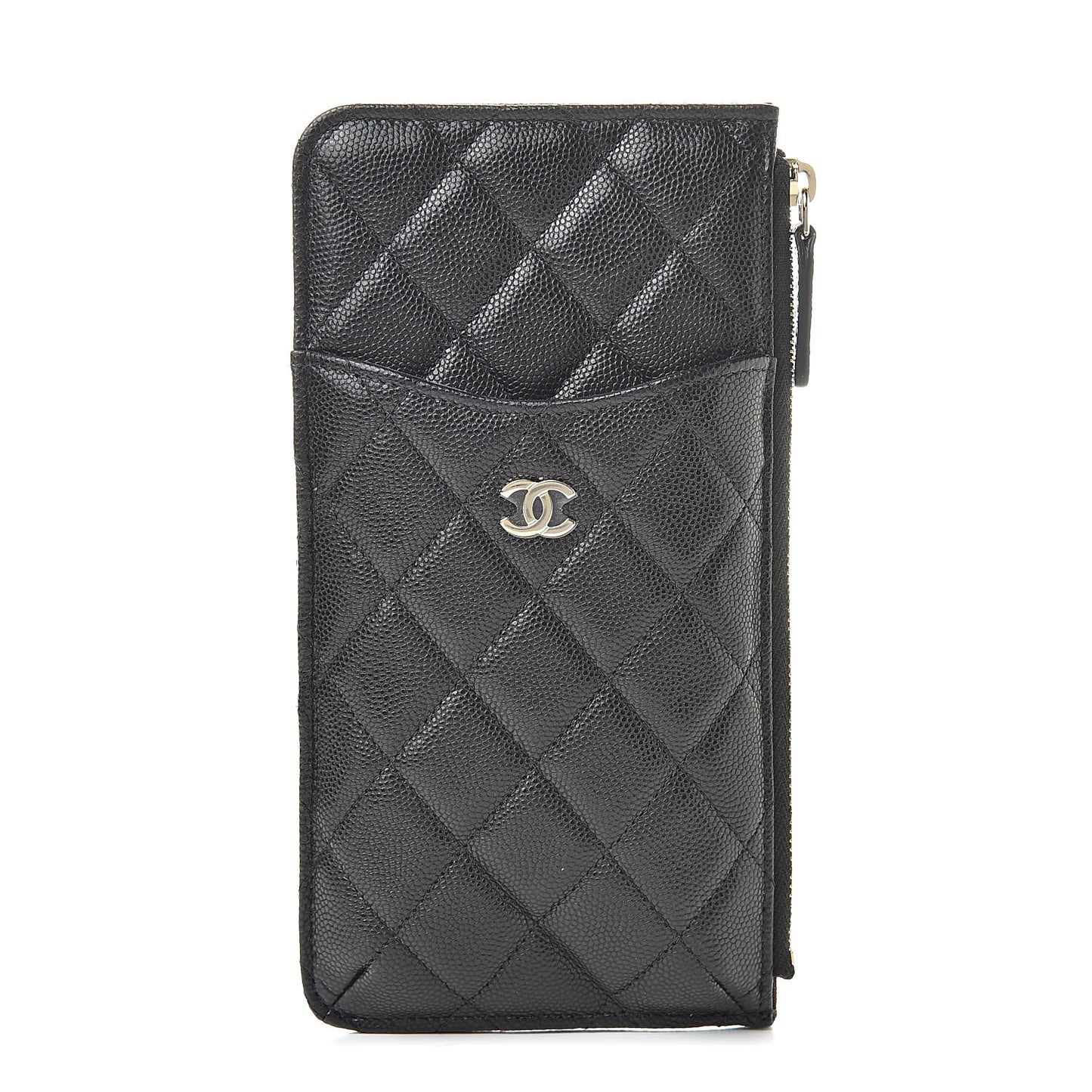 Caviar Quilted Classic Flat Wallet Pouch Black