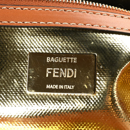 Fendi Denim Vitello King FF Embroidered Large Baguette Blue Cuoio 6 of 8