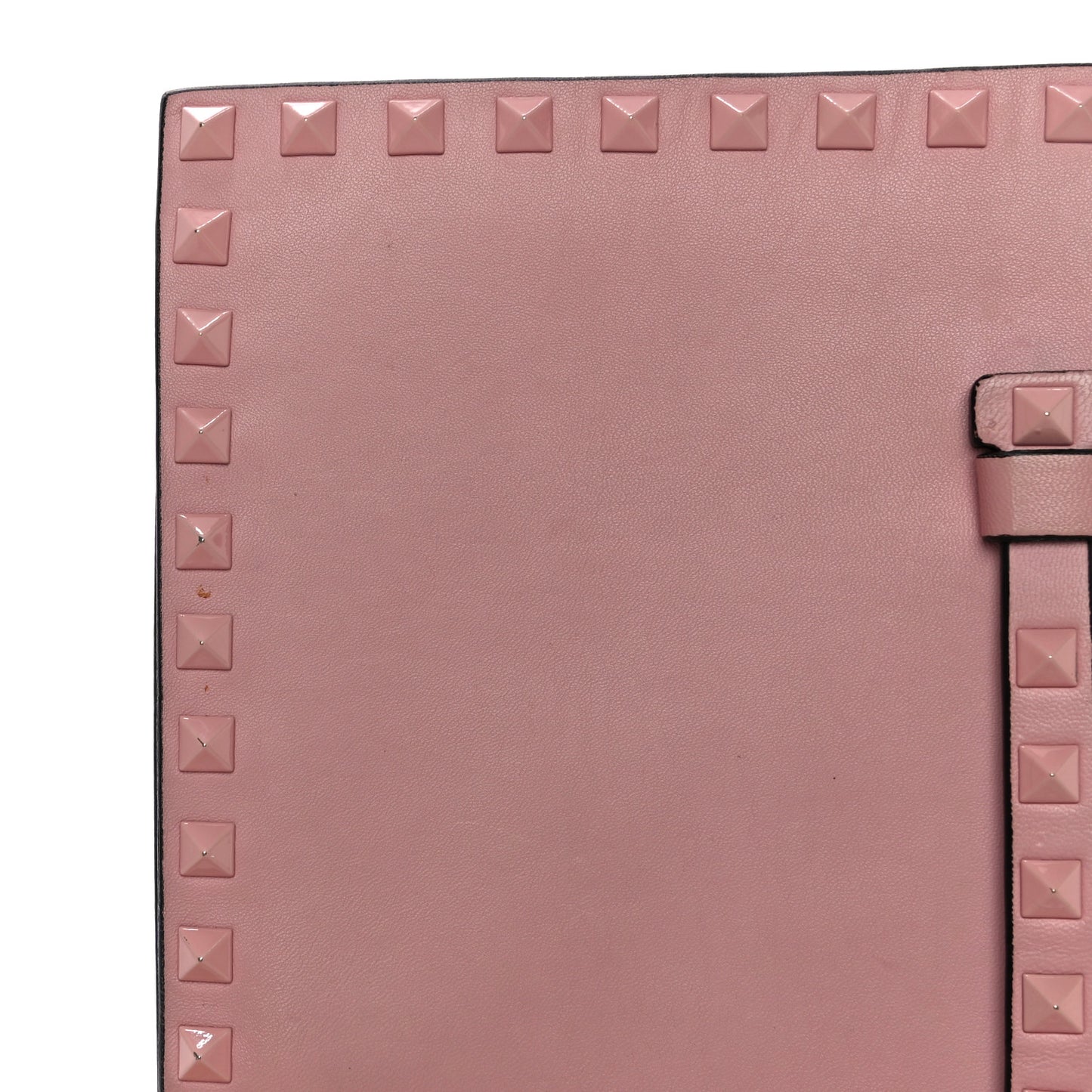 Nappa Monochrome Rockstud Wristlet Clutch Pop Gardenia
