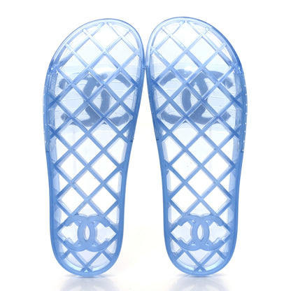 Chanel PVC Transparent CC Flat Slide Sandals 40 Blue 5 of 7