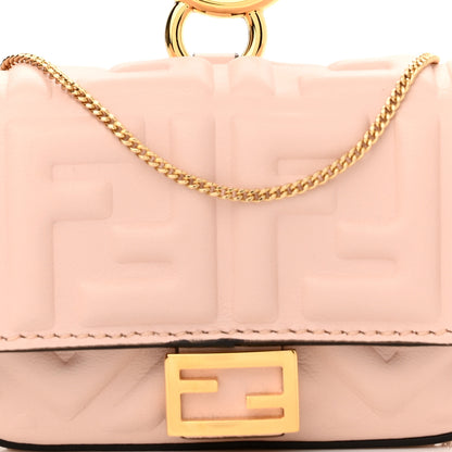 Fendi Nappa Matisse FF Embossed Nano Baguette Charm Rosa Quarzo 9 of 11