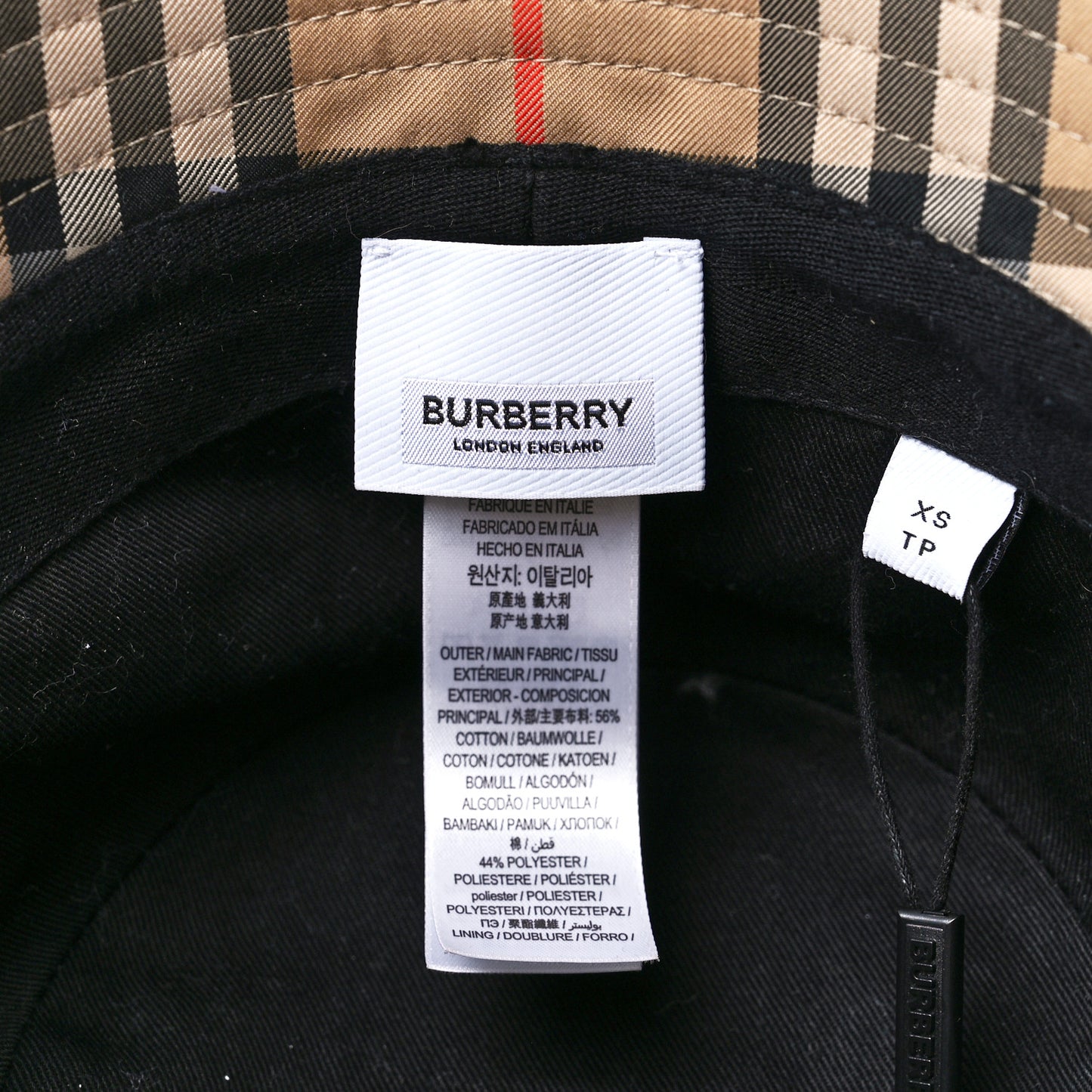 Technical Cotton Vintage Check Bucket Hat XS Archive Beige
