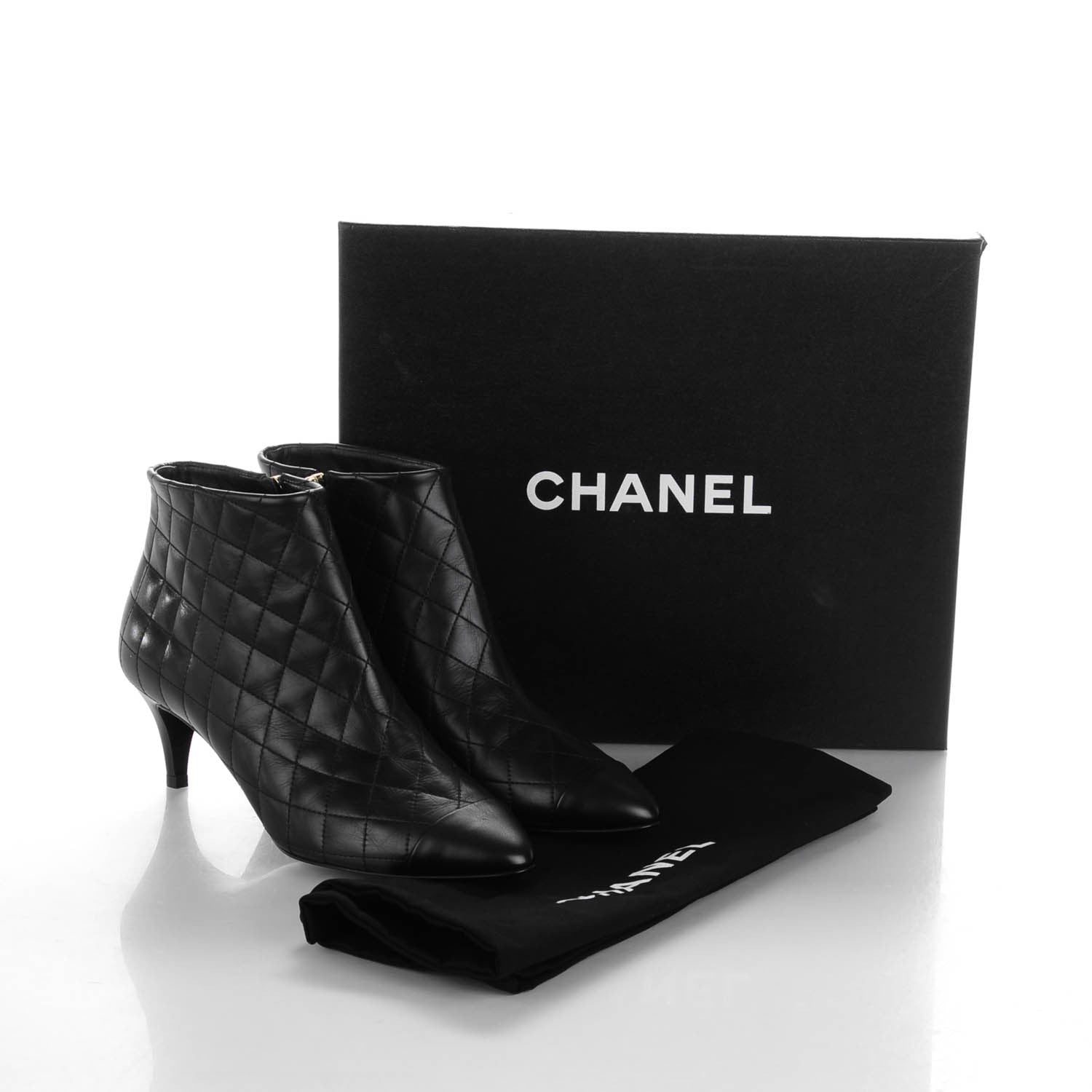 Chanel Calfskin Quilted Cap Toe Short Boots 37 Black 8 of 8