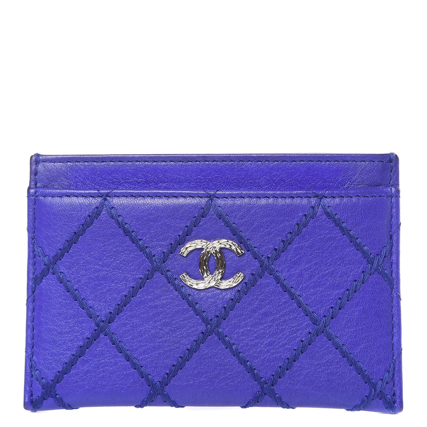 Chanel Calfskin Diamond Stitched Card Holder Purple 1 of 9