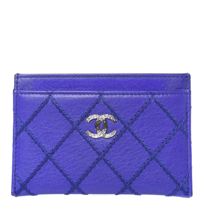 Chanel Calfskin Diamond Stitched Card Holder Purple 1 of 9