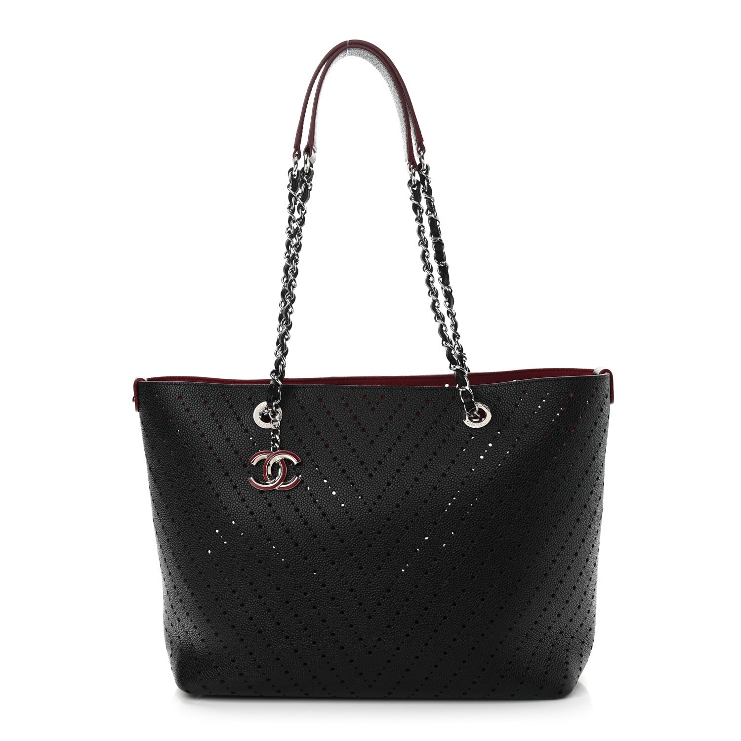 Chanel Perforated Grained Calfskin Small Shopping Tote Black 2 of 13