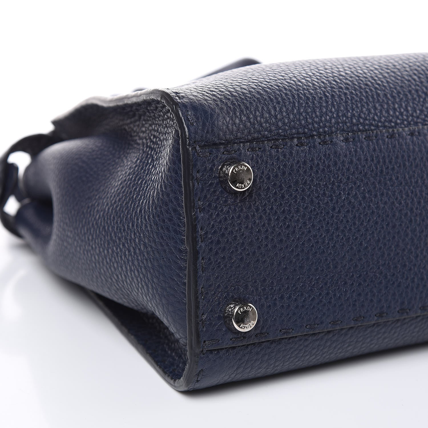 Fendi Cuoio Romano Selleria Medium Peekaboo Iconic Satchel Blue Notte 8 of 11