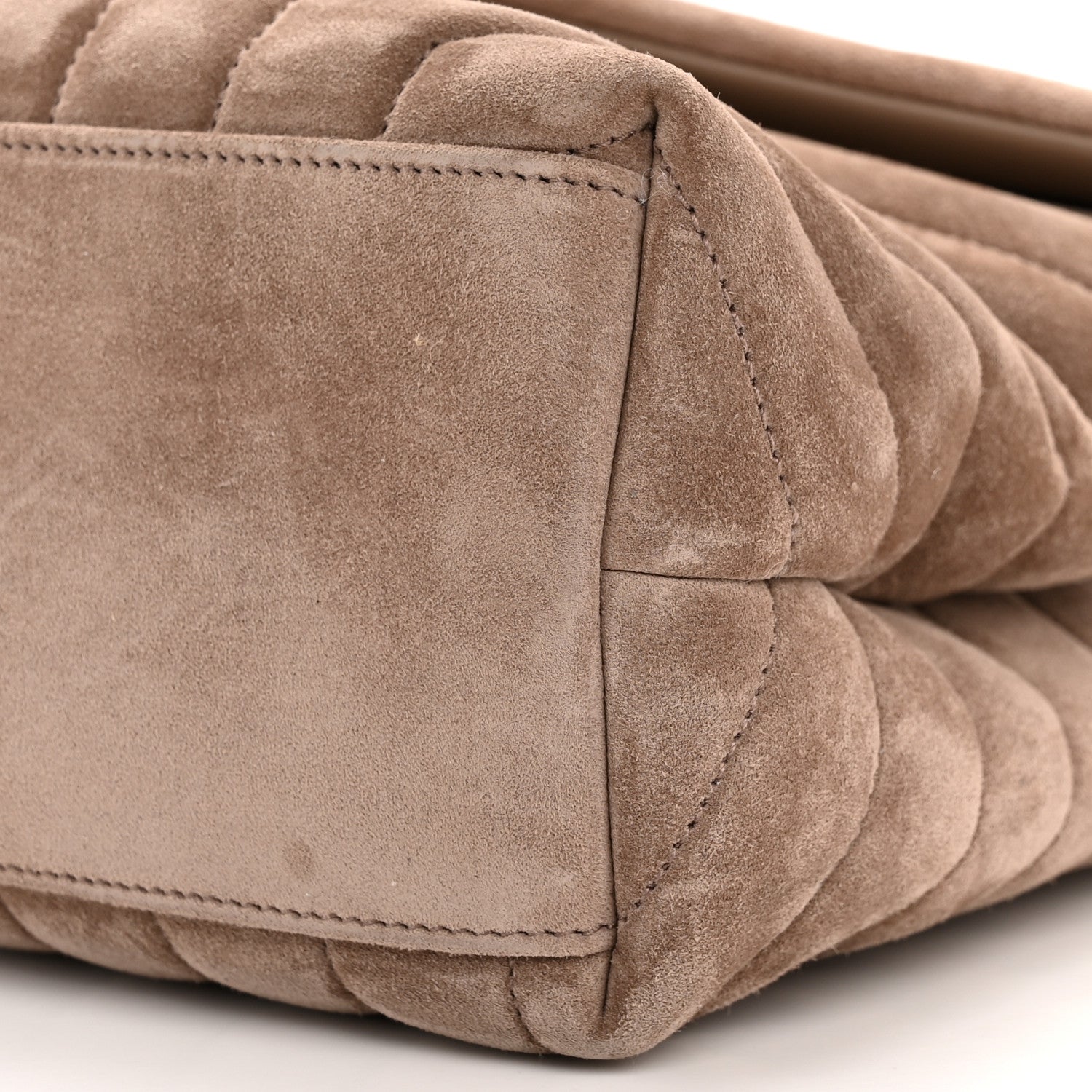 Saint Laurent Suede Y Quilted Monogram Medium Loulou Chain Satchel Taupe 10 of 12