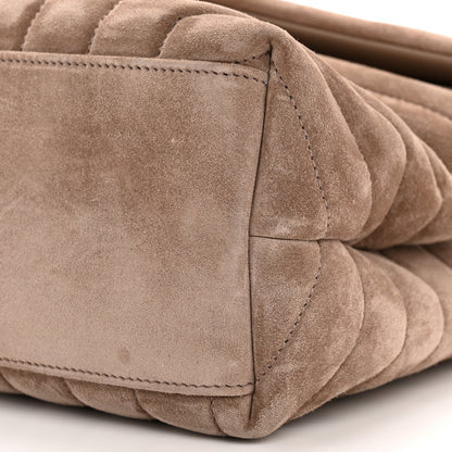 Saint Laurent Suede Y Quilted Monogram Medium Loulou Chain Satchel Taupe 10 of 12