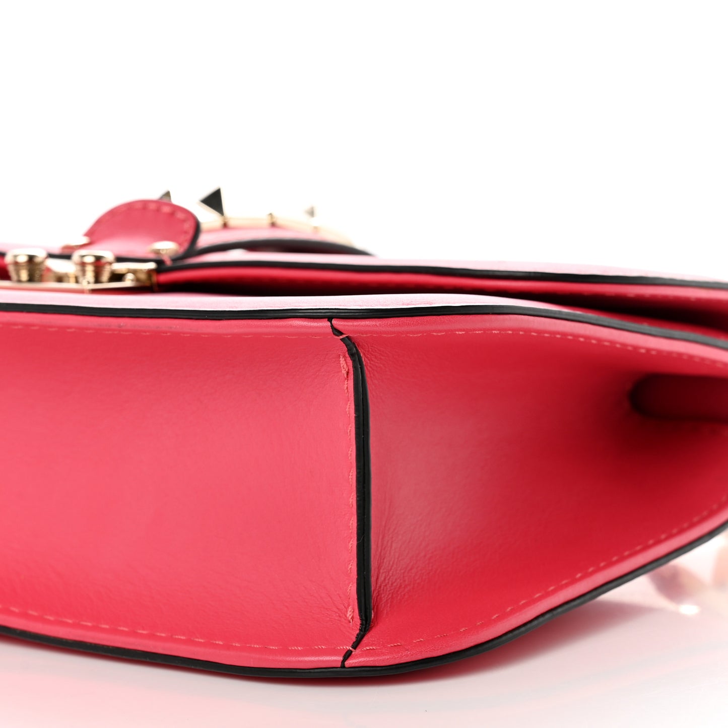 Vitello Medium Glam Lock Rockstud Flap Deep Rose