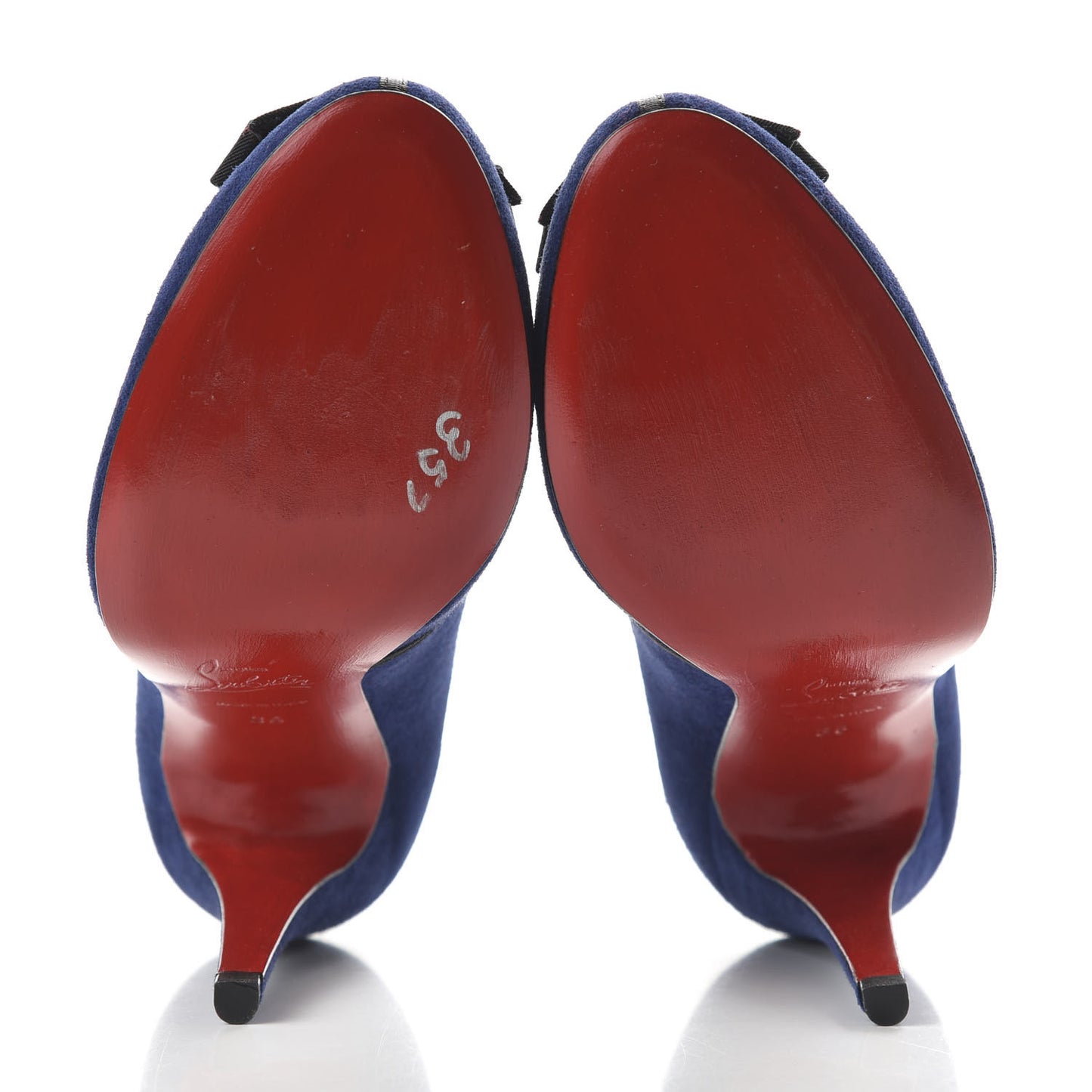 Suede Grosgrain Bow 120 Pumps 36 Navy Black