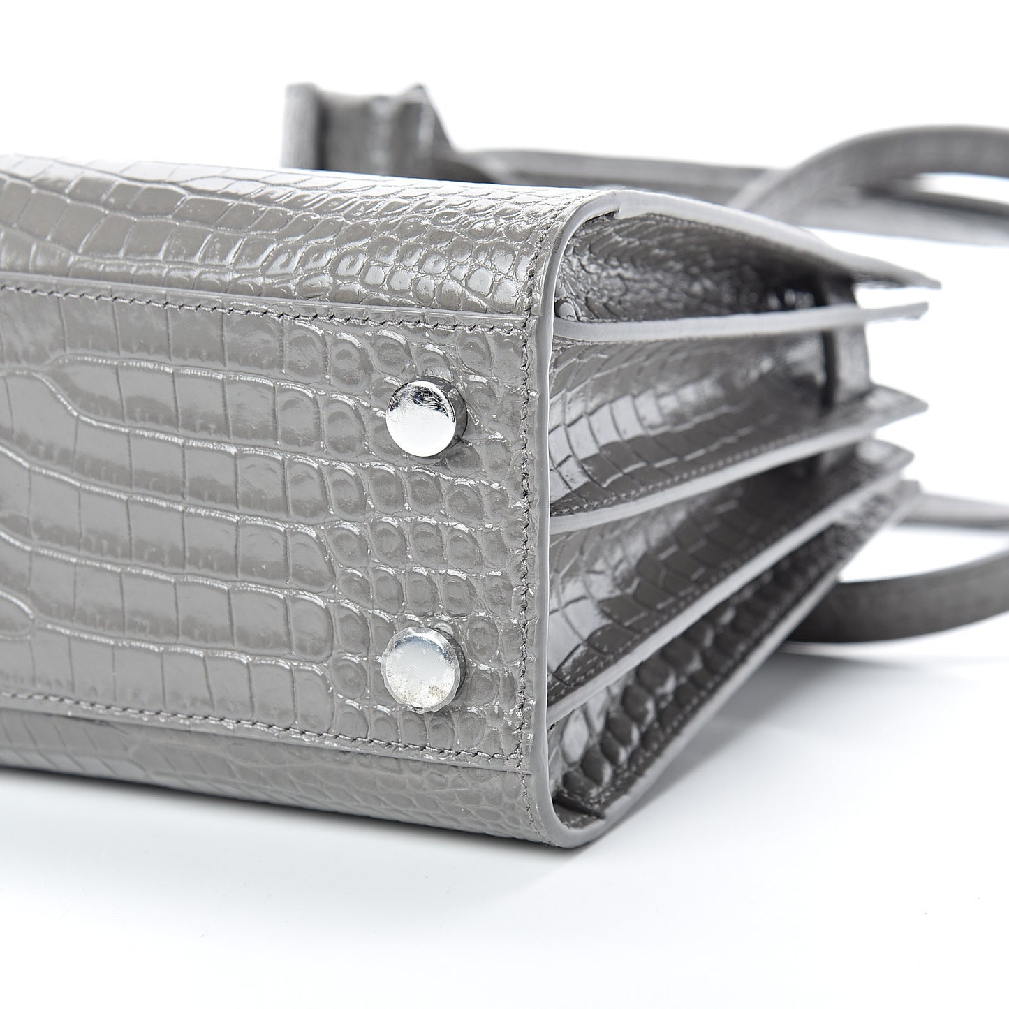 Calfskin Crocodile Embossed Nano Sac De Jour Fog