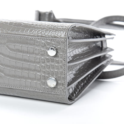 Saint Laurent Calfskin Crocodile Embossed Nano Sac De Jour Fog 8 of 11
