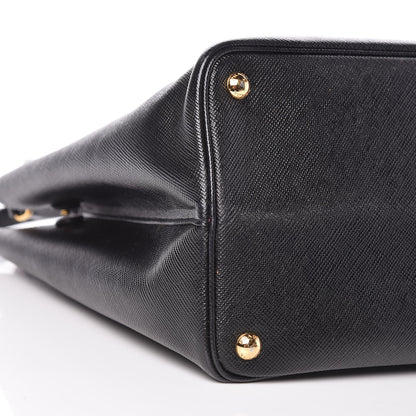 Prada Saffiano Cuir Large Double Bag Black Fuoco 8 of 9