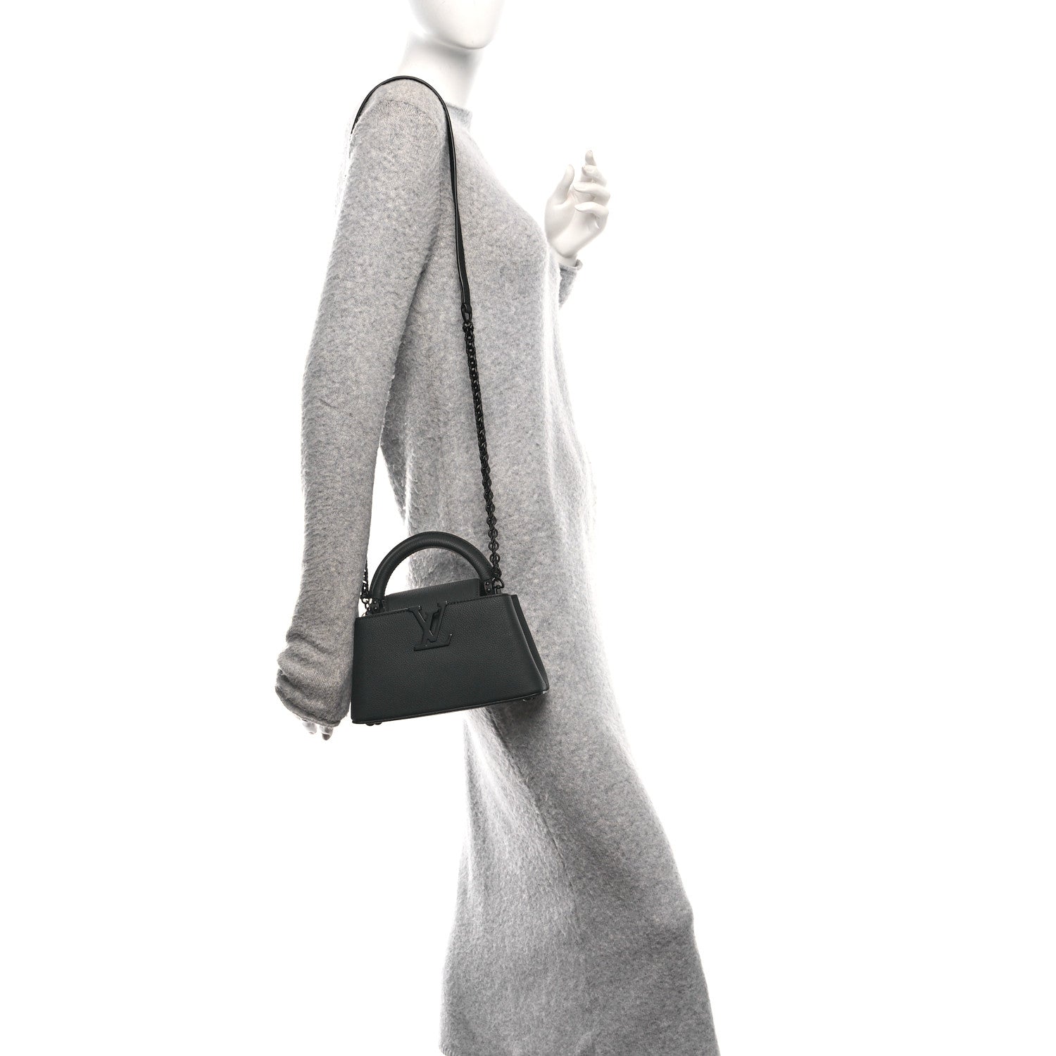 Louis Vuitton Matte Taurillon Capucines East West Mini All Black 2 of 9