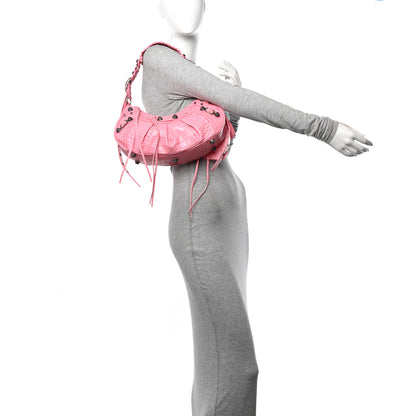 Balenciaga Extra Supple Calfskin Crocodile Embossed Small Le Cagole Shoulder Bag Sweet Pink 2 of 12