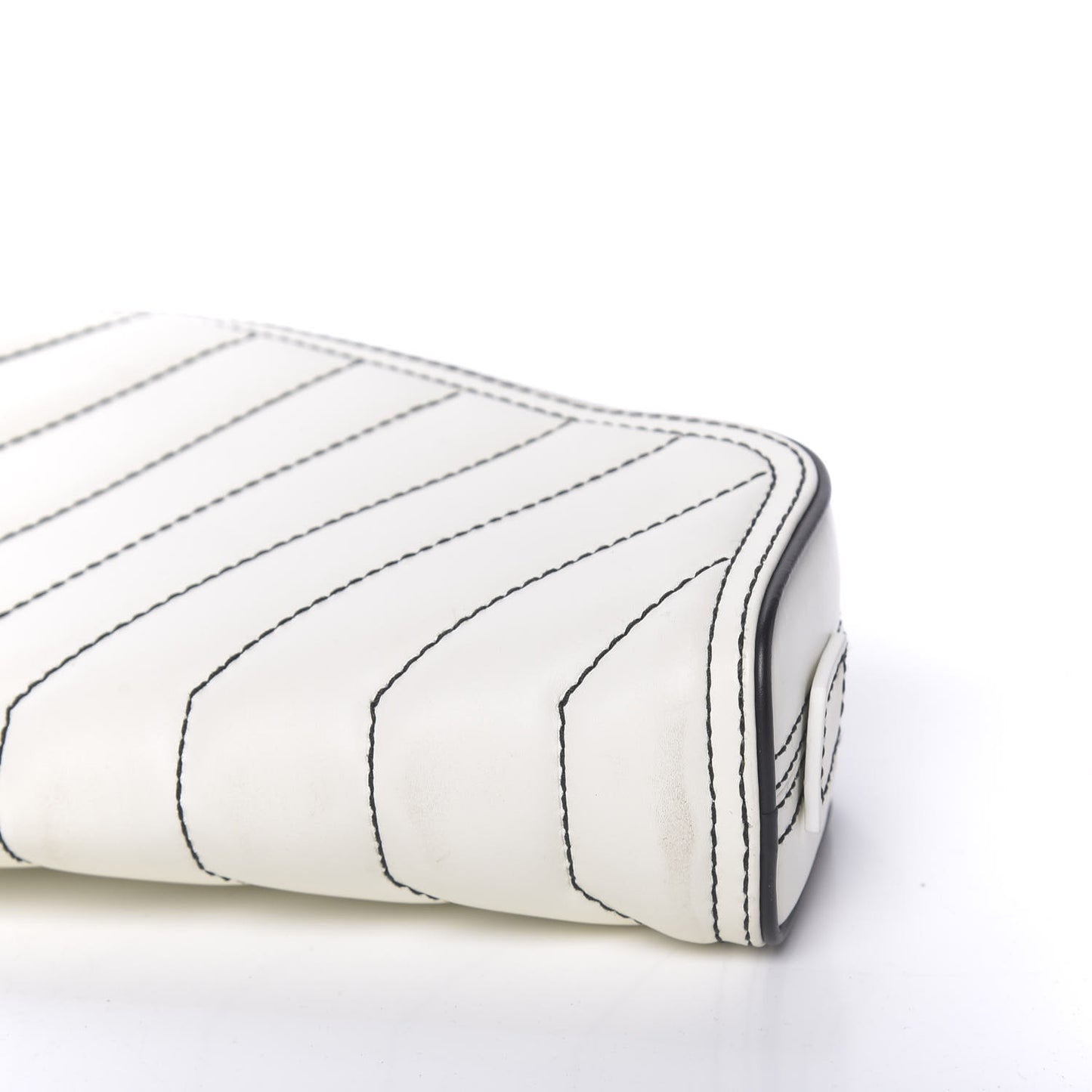 Calfskin Quilted Car Clutch S White
