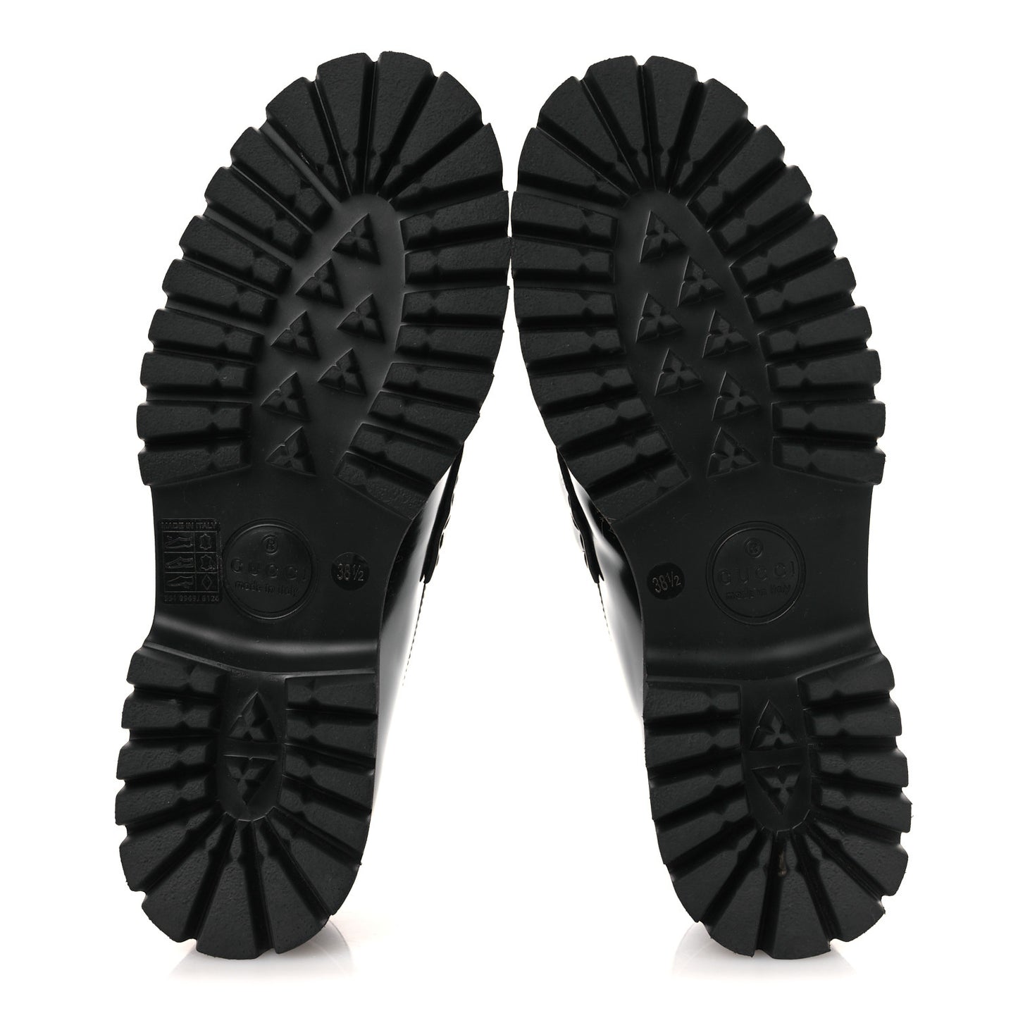 Calfskin Crystal Womens Horsebit Platform Lug Sole Loafers 38.5 Black
