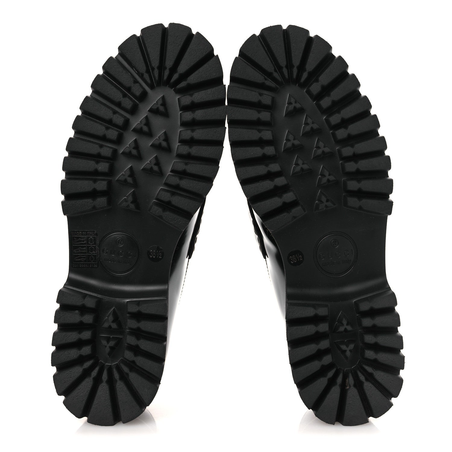 Gucci Calfskin Crystal Womens Horsebit Platform Lug Sole Loafers 38.5 Black 7 of 15