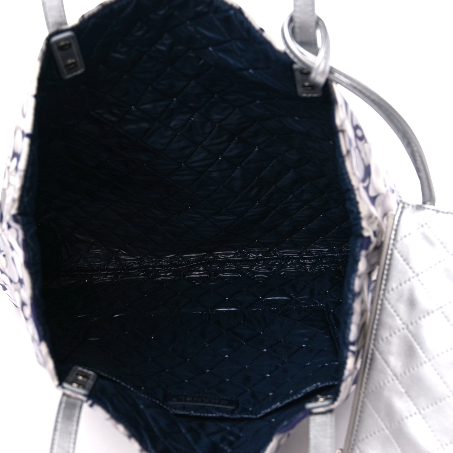 Chanel Nylon Cat Emoticon Tote Navy Silver 7 of 12