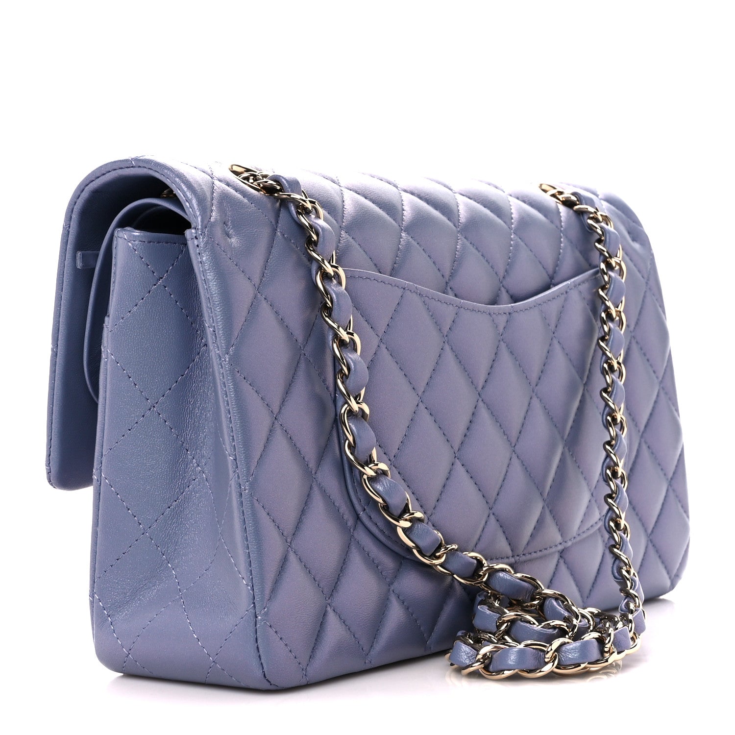 Chanel Iridescent Lambskin Quilted Medium Double Flap Light Purple 3 of 12