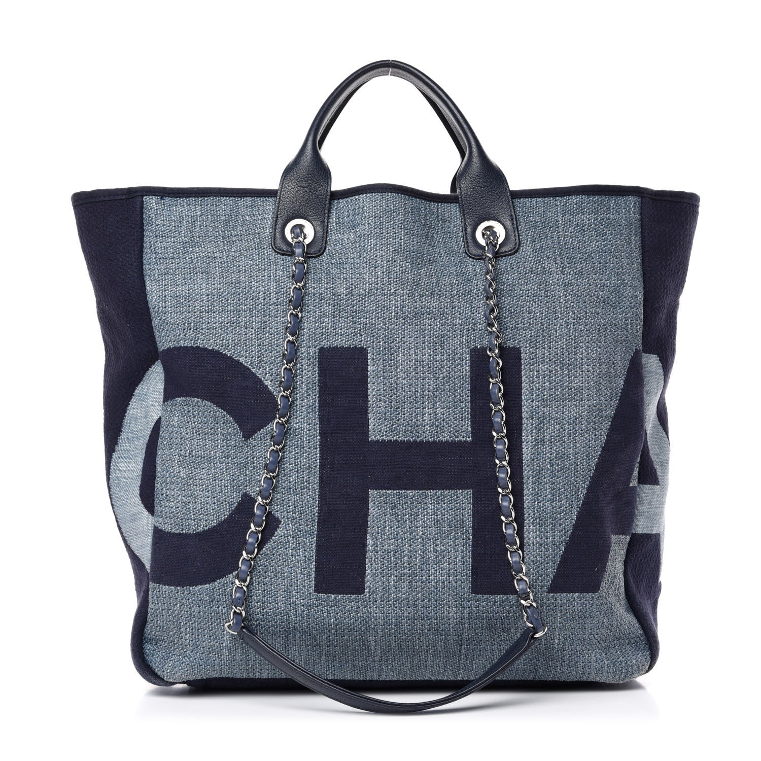 Chanel Canvas Large Shopping Tote Dark Blue 1 of 10