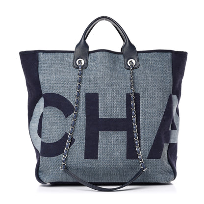 Chanel Canvas Large Shopping Tote Dark Blue 1 of 10