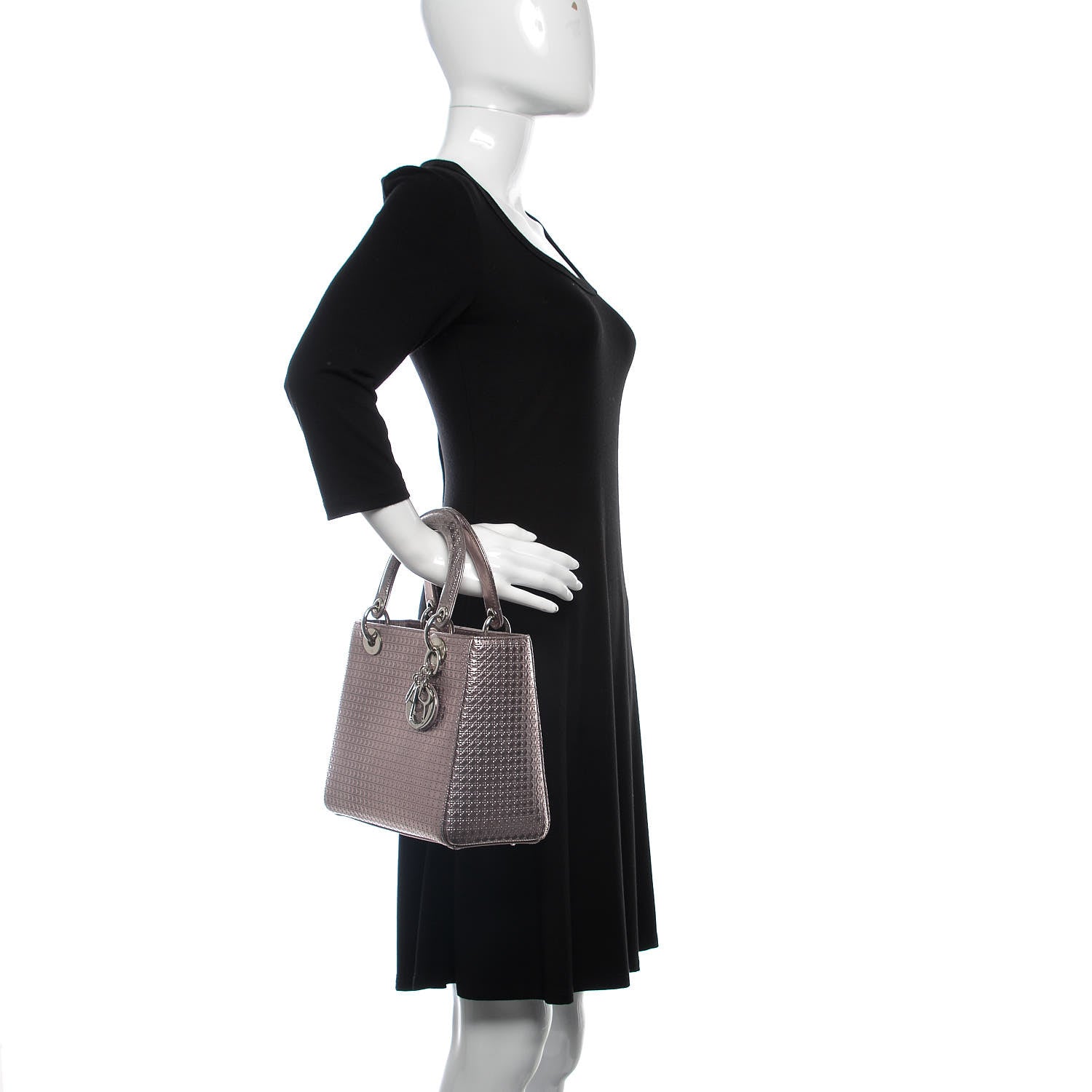 Christian Dior Metallic Patent Micro-Cannage Medium Lady Dior Pink 2 of 17