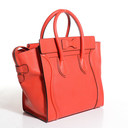Celine Drummed Calfskin Mini Luggage Vermillion 3 of 8