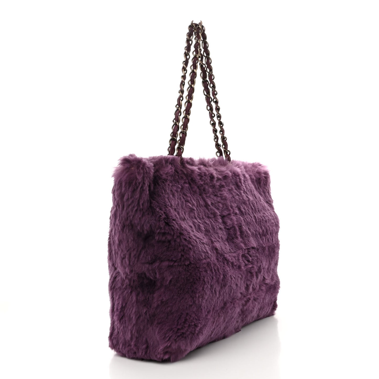 Rabbit Fur Shoulder Bag Dark Purple