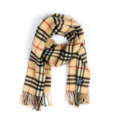 Burberry Cashmere House Check Fringe Scarf Camel 1 of 4
