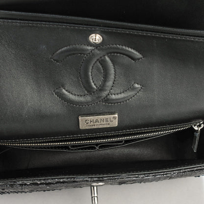 Chanel Embossed Python Medium Double Flap Black 7 of 8