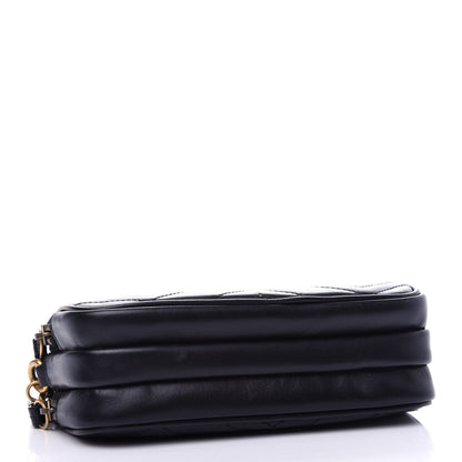 Gucci Calfskin Matelasse Mini GG Marmont Chain Crossbody Bag Black 4 of 13