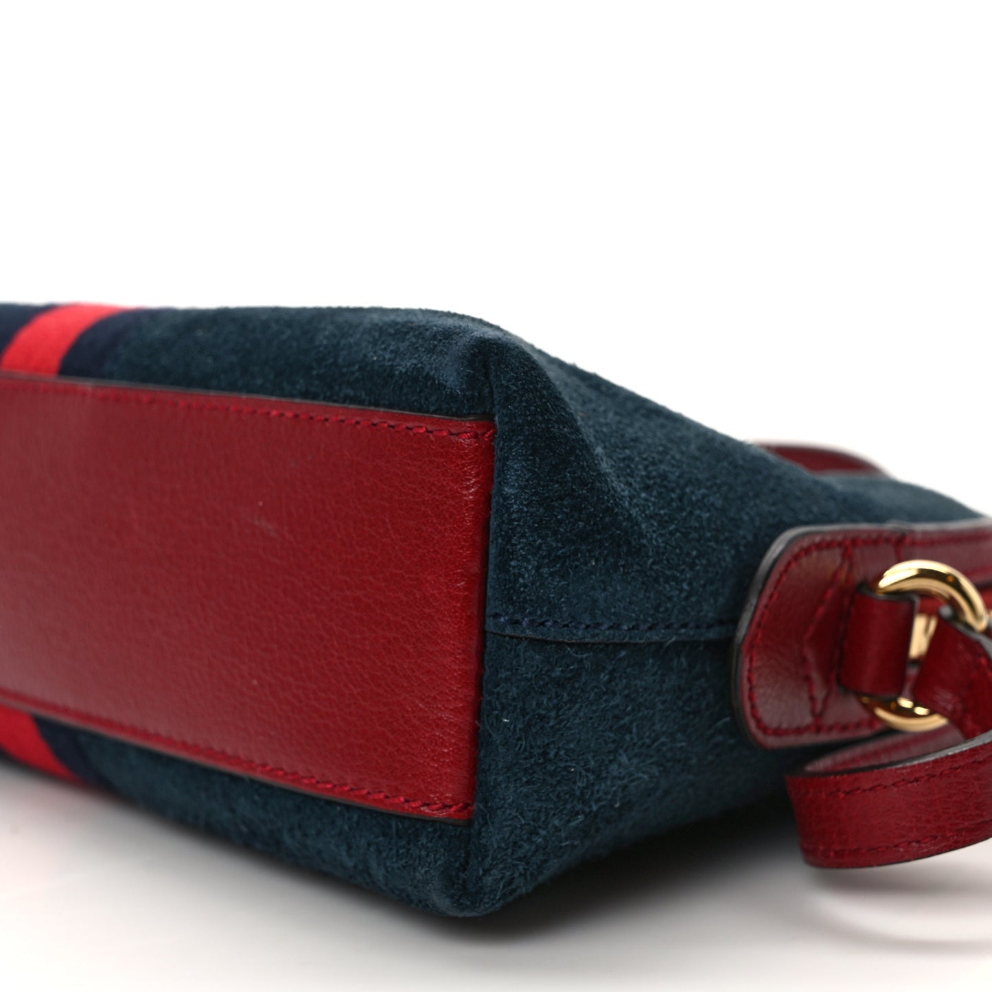 Suede Calfskin Web Small Ophidia Dome Shoulder Bag New Blue Romantic Cherry