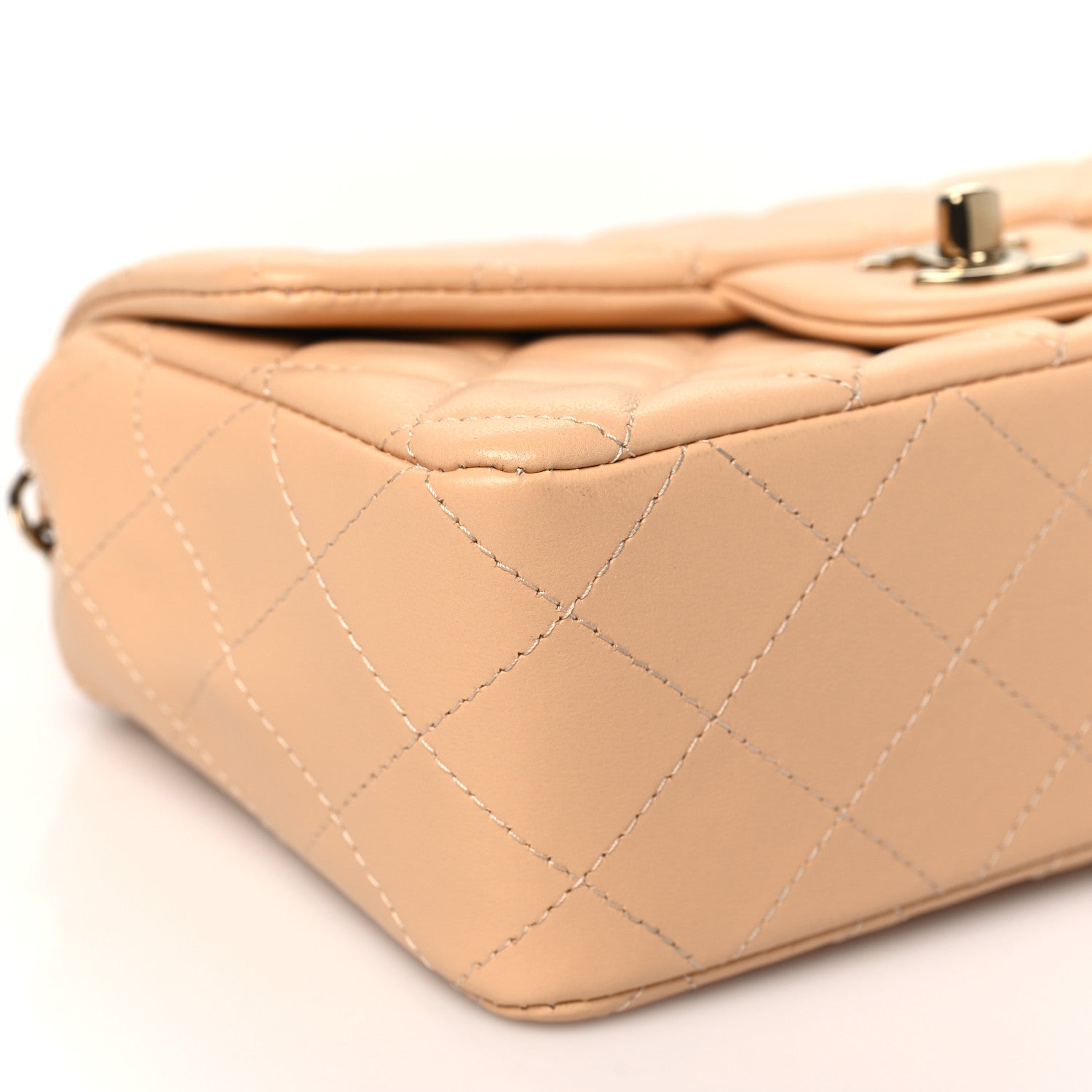Chanel Lambskin Quilted Mini Rectangular Flap Beige 10 of 12