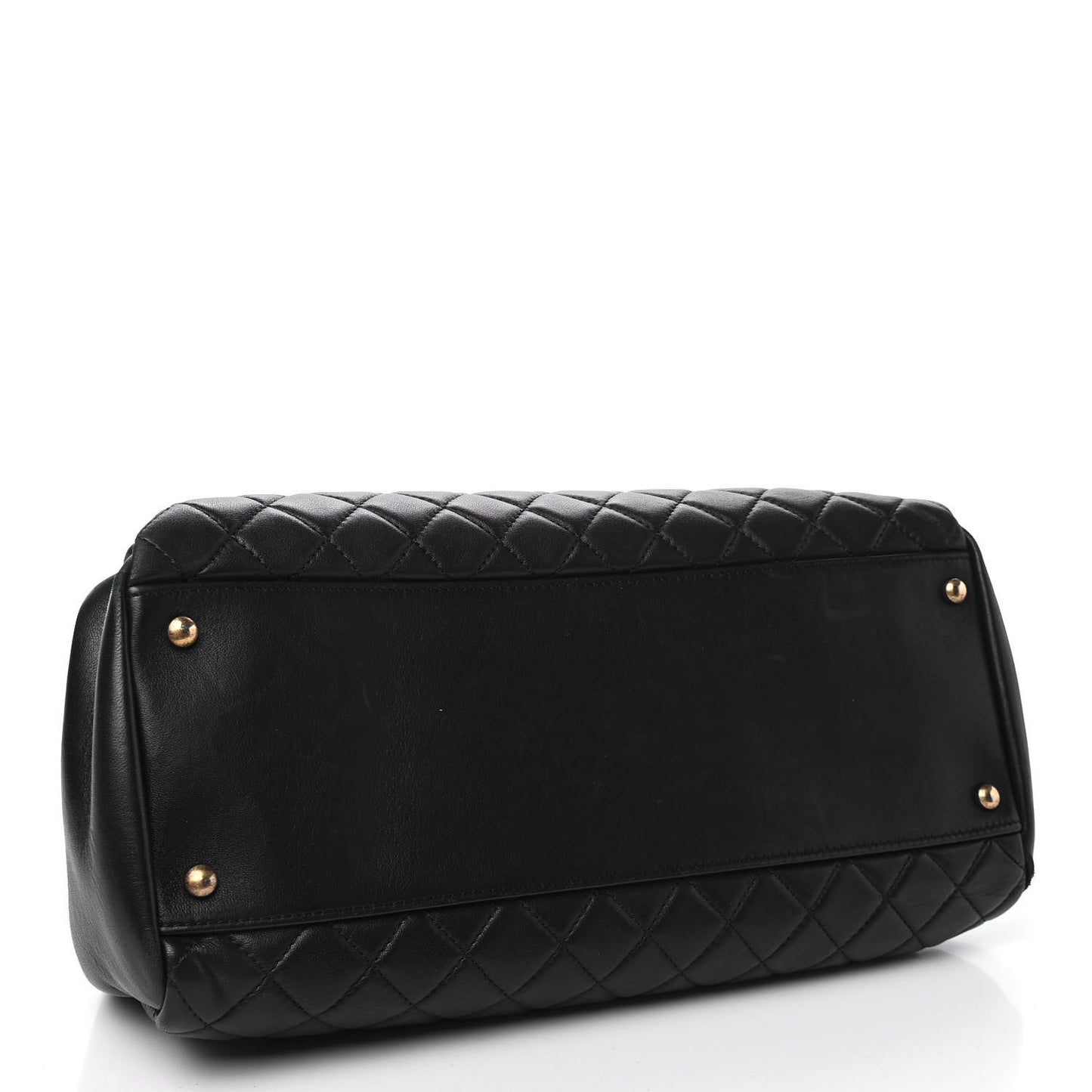 Lambskin Quilted Large Just Mademoiselle Bowling Bag Black