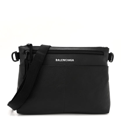 Balenciaga Grained Calfskin Explorer Crossbody Flat Pouch Black 1 of 10