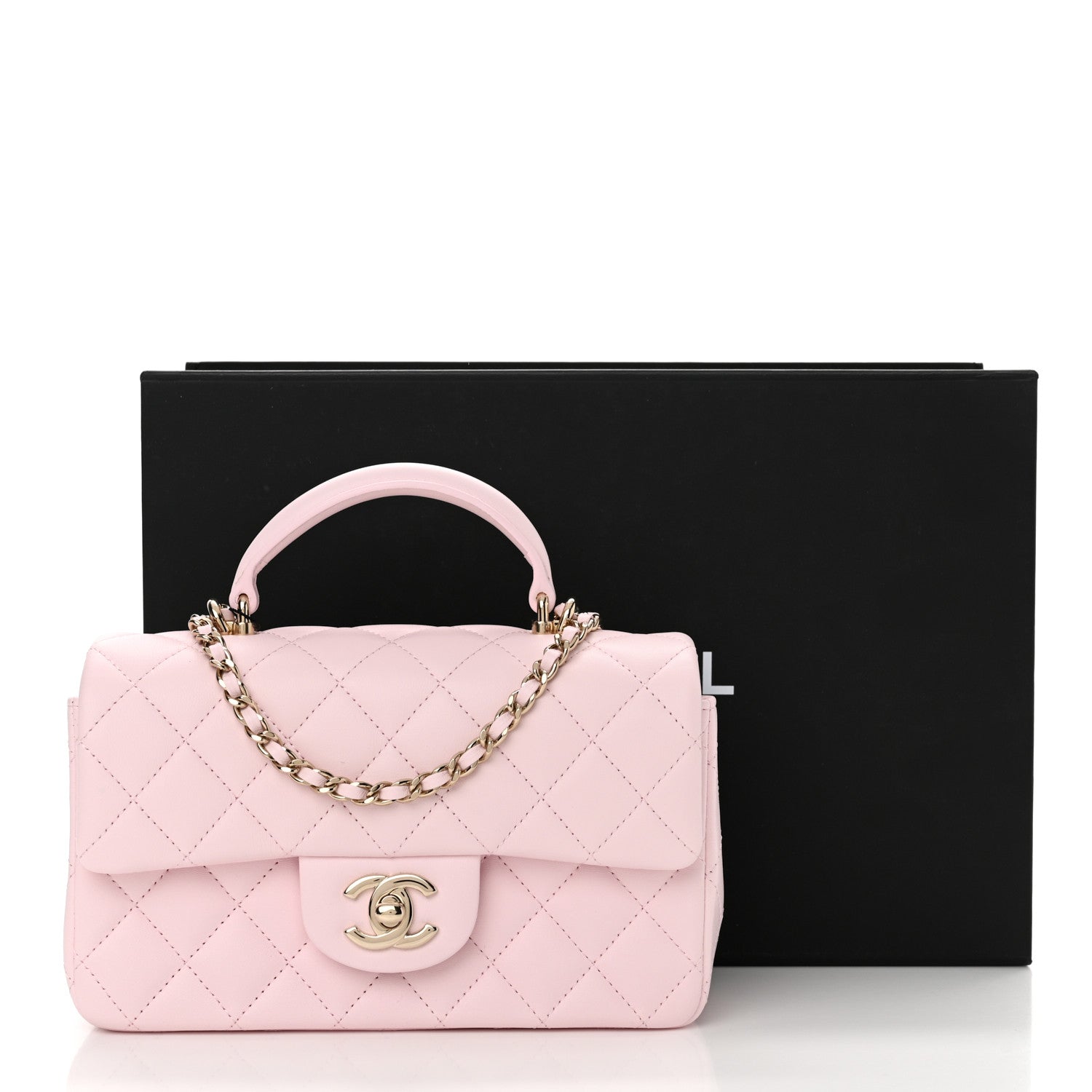 Chanel Lambskin Quilted Mini Top Handle Rectangular Flap Light Pink 12 of 12