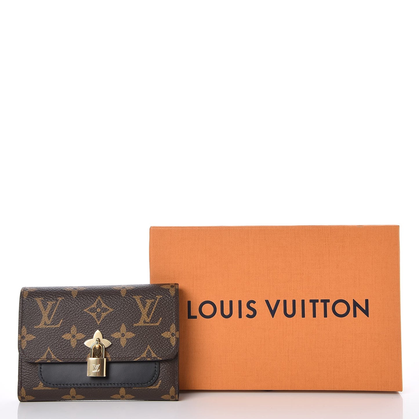 Monogram Flower Lock Compact Wallet Black